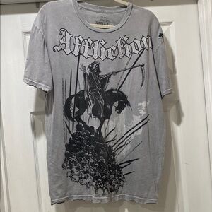 Affliction Gray and Black Short Sleeve Tees with Graphic Designs
